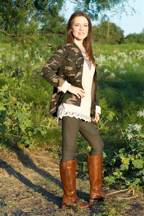 Fashion: Chunky Sweater + Camo + Riding Boots • Taylor Bradford