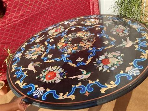 Flawless White Black Piatra Dura coffee Table, Size: 36"x36" at Rs 3200/square feet in Makrana