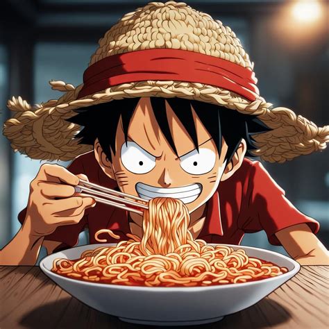 Luffy eating spicy ramen - AI Generated Artwork - NightCafe Creator