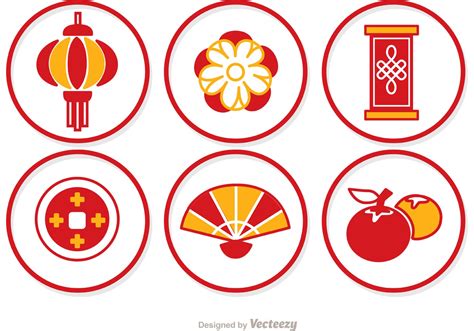 Simple Lunar New Year Circle Icons Vector 86953 Vector Art at Vecteezy