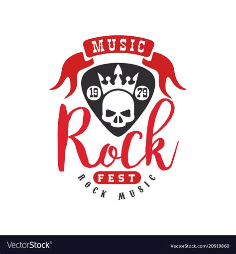 Rock music logo emblem for band design Royalty Free Vector