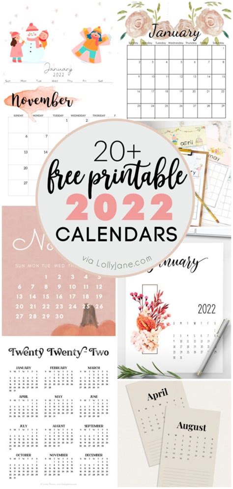 2022 FREE Printable Calendars - Lolly Jane