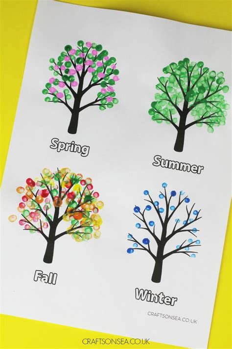 Four Seasons Tree Craft (FREE Template) - Crafts on Sea | Weather ...