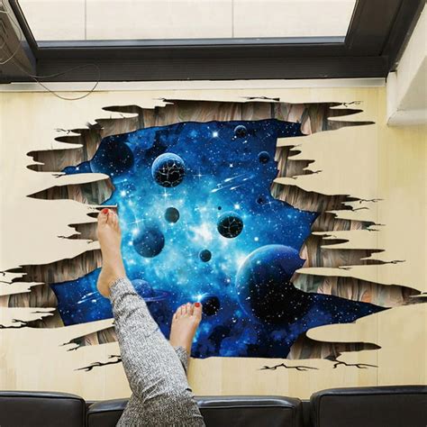 Galaxy Planet Space Murals Wall Decal Creative 3D Cosmic Milky Way ...