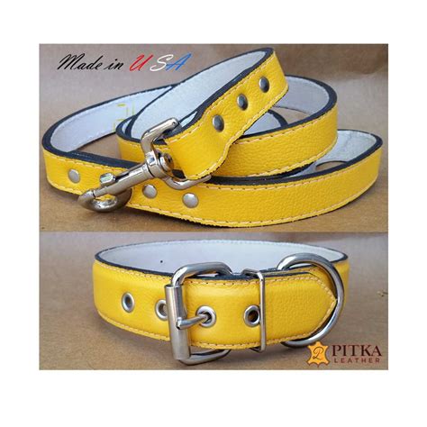 Yellow Dog Collars Yellow Leather Dog Collar and Yellow