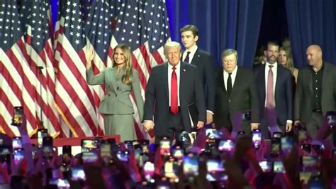 Trump joined by Melania, Baron and Trump children on stage at election ...