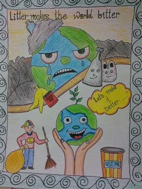 Cleanliness drawing | Earth drawings, Drawing competition, Save earth drawing