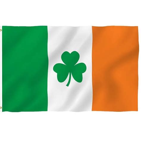 3x5Ft Ireland Shamrock Flag Polyester Leaf Saint Patrick's Day Clover Flags Banner Parade Event ...