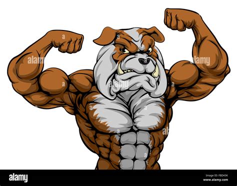 Cartoon harten bedeuten starke Bulldog Sport Maskottchen zeigt seine ...