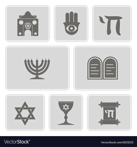 Monochrome icons with jewish symbols Royalty Free Vector