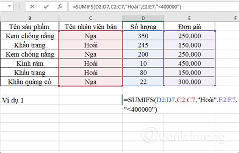 Hàm SUMIFS, cách dùng hàm tính tổng nhiều điều kiện trong Excel