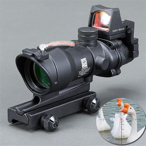 Acog 4x32 Optic Scope Riflescope Cahevron Reticle Fiber Green Red Illuminated Optic Sight With ...