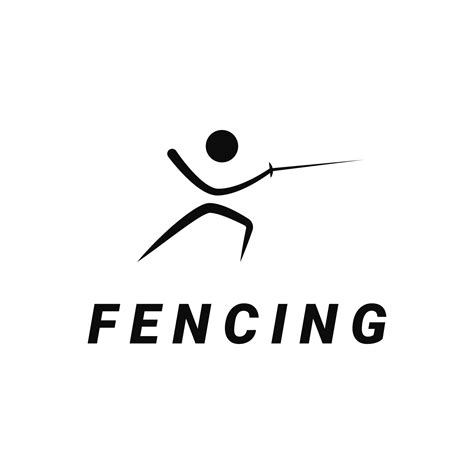 Fencing Logo Design Concept With Outline People And Sword Icons ...