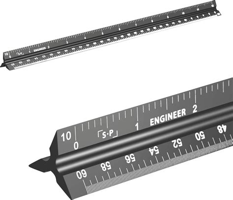 Engineering Scale Ruler (Laser-Etched) Solid Aluminum Core | 12 Inch ...