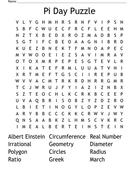 Similar to Pi day Word Search - WordMint