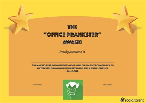 Funny Office Awards: The Office Pranker Award