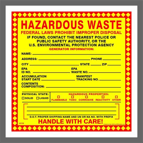 Hazardous Waste Label for Proper Handling of Your Container