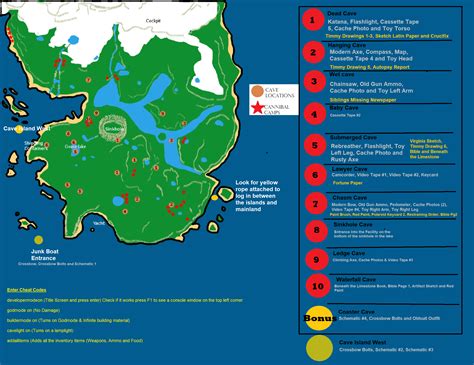 The Forest Map with information for each cave : r/TheForest