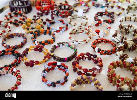 Beaded jewellery made by Amerindian women, Galibi, Suriname Stock Photo - Alamy