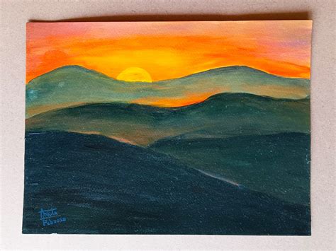 Sunrise in Mountains, 9×12 inches, Original Acrylic Painting made by ...