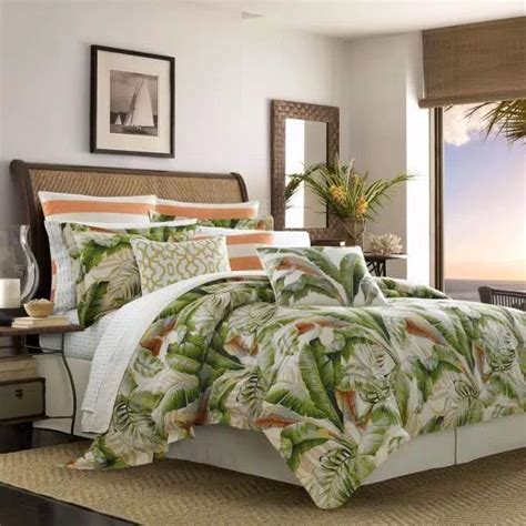 Tommy Bahama Palmiers 3-Piece Green Floral Cotton Full/Queen Duvet ...