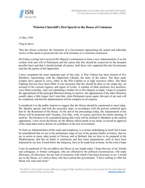 Winston Churchill Parliament Speech