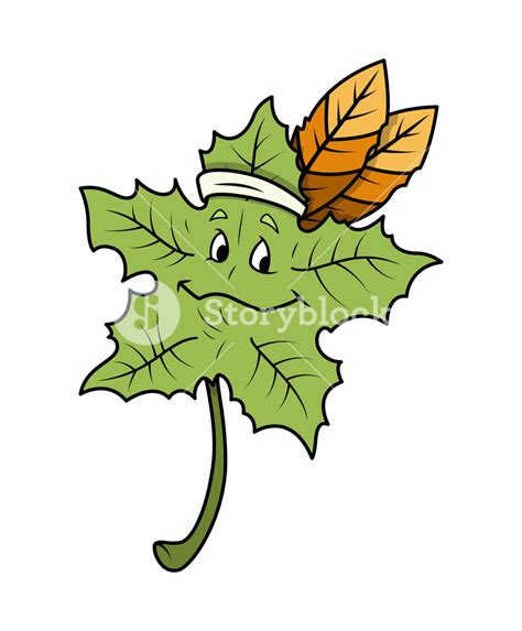 Cartoon Leaf Happy Face Vector Royalty-Free Stock Image - Storyblocks