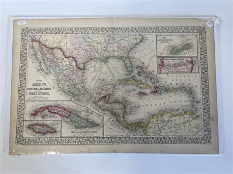 F. Augustus Mitchell Map Of Mexico, Central America & West Indies 1867 ...