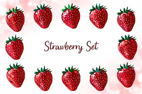 Strawberry Set Graphic by Picture Paradise · Creative Fabrica