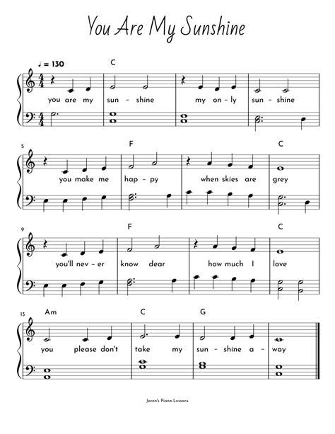 You Are My Sunshine Sheet music for Piano (Solo) | Musescore.com