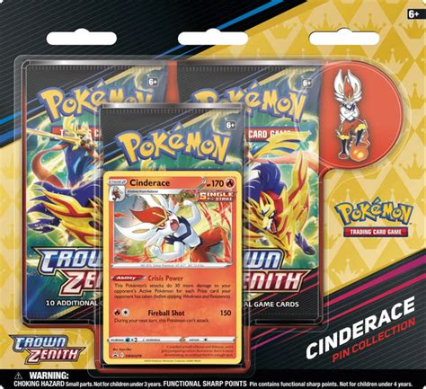 Pokemon - 3 Pack Pin Blister: (Cinderace) - Crown Zenith – Cosmic ...