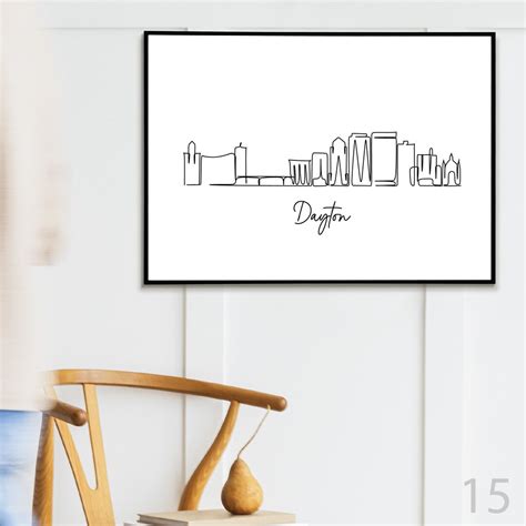 Dayton City Skyline Line Drawing. Printable Digital Poster for - Etsy