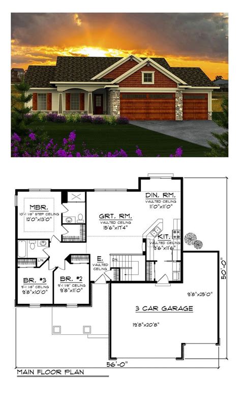 Ranch Home Plans 3 Car Garage | Ranch style house plans, Small house plans, Ranch house floor plans