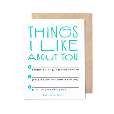 Things i like about you fill in the blank valentine's | Etsy