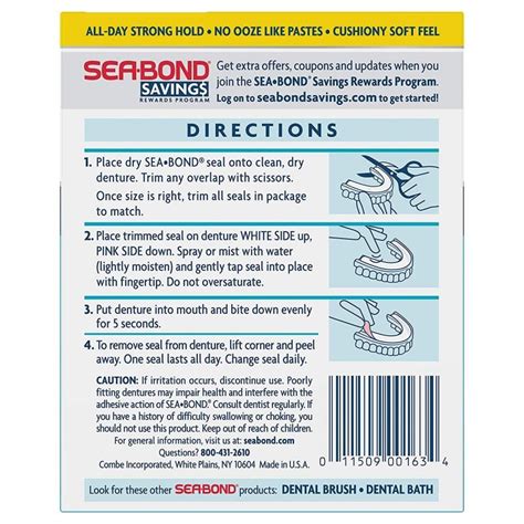 Sea-Bond Denture Adhesive Seals Lowers Original - 15 Count