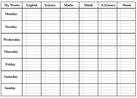 Printable Weekly Class Schedule Template - Printable Templates