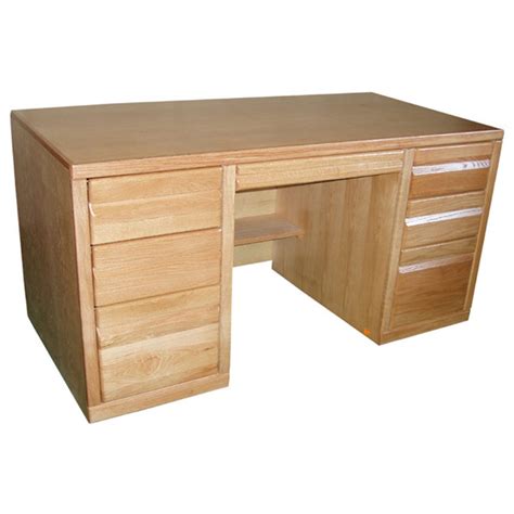 60" Contemporary Double Pedestal Desk, Light Oak