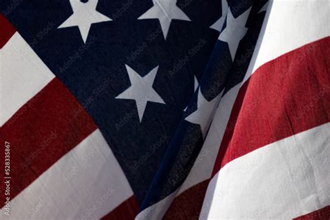 Wavy American Flag Background Shot Under Natural Sunlight Stock Photo ...