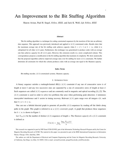 (PDF) An Improvement to the Bit Stuffing Algorithm