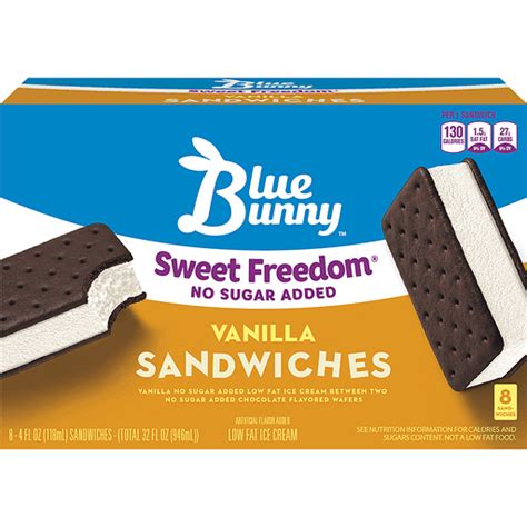 Blue Bunny™ Sweet Freedom® No Sugar Added Vanilla Ice Cream Sandwiches ...