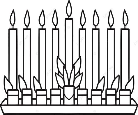 Hanukkah Menorah Isolated Coloring Page For Kids Judaism Toddler Colour Vector, Ring Drawing ...