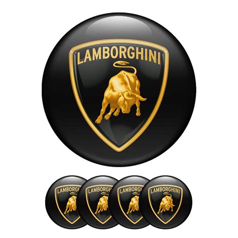 Lamborghini Sticker Wheel Center Hub Cap Domed Badge Classic Black Yellow Logo | Wheel Emblems ...