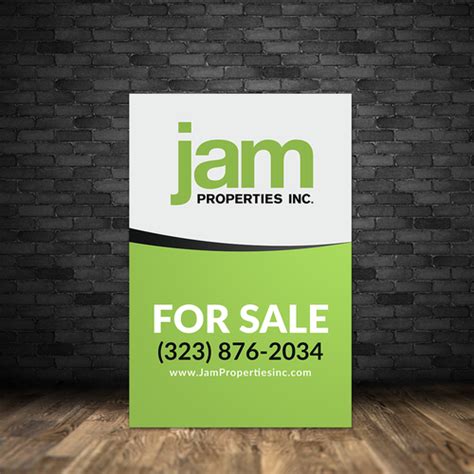 Create a sleek, modern Real Estate for sale sign for J.A.M. Properties ...