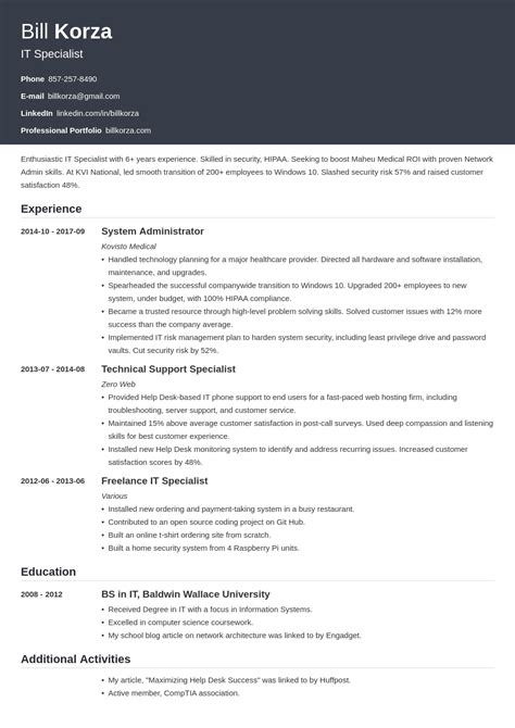 Examples Of Resume Profile Section