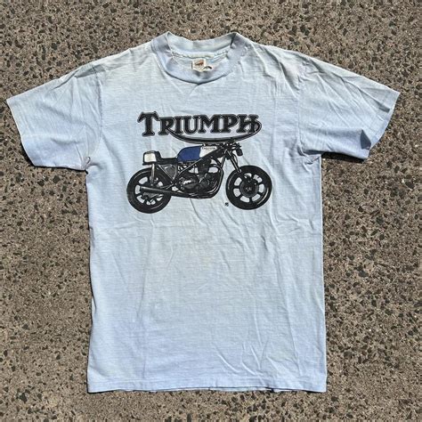 Vintage 70's Triumph Motorcycle Tshirt - M Vintage... - Depop