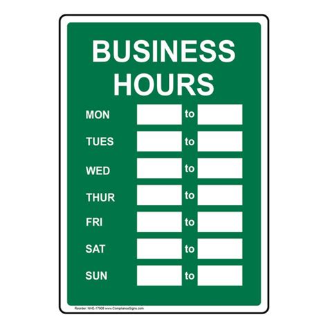 Vertical Sign - Custom - Business Hours Sign