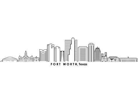 FORT WORTH Texas Usa SKYLINE City Outline Silhouette Vector - Etsy India