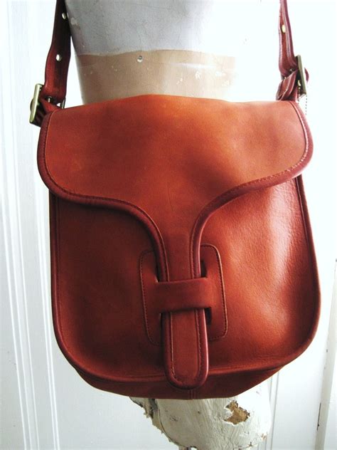 Vintage 70s Orange Leather Coach Satchel Bag Purse Bonnie