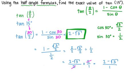 Question Video: Using the Half Angle Formulas to Find the Exact Value ...