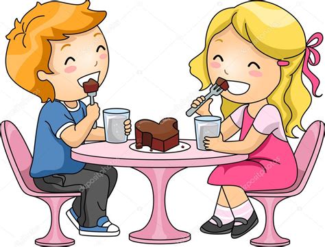 Kids Eating Chocolate Cake Stock Photo by ©lenmdp 7475377